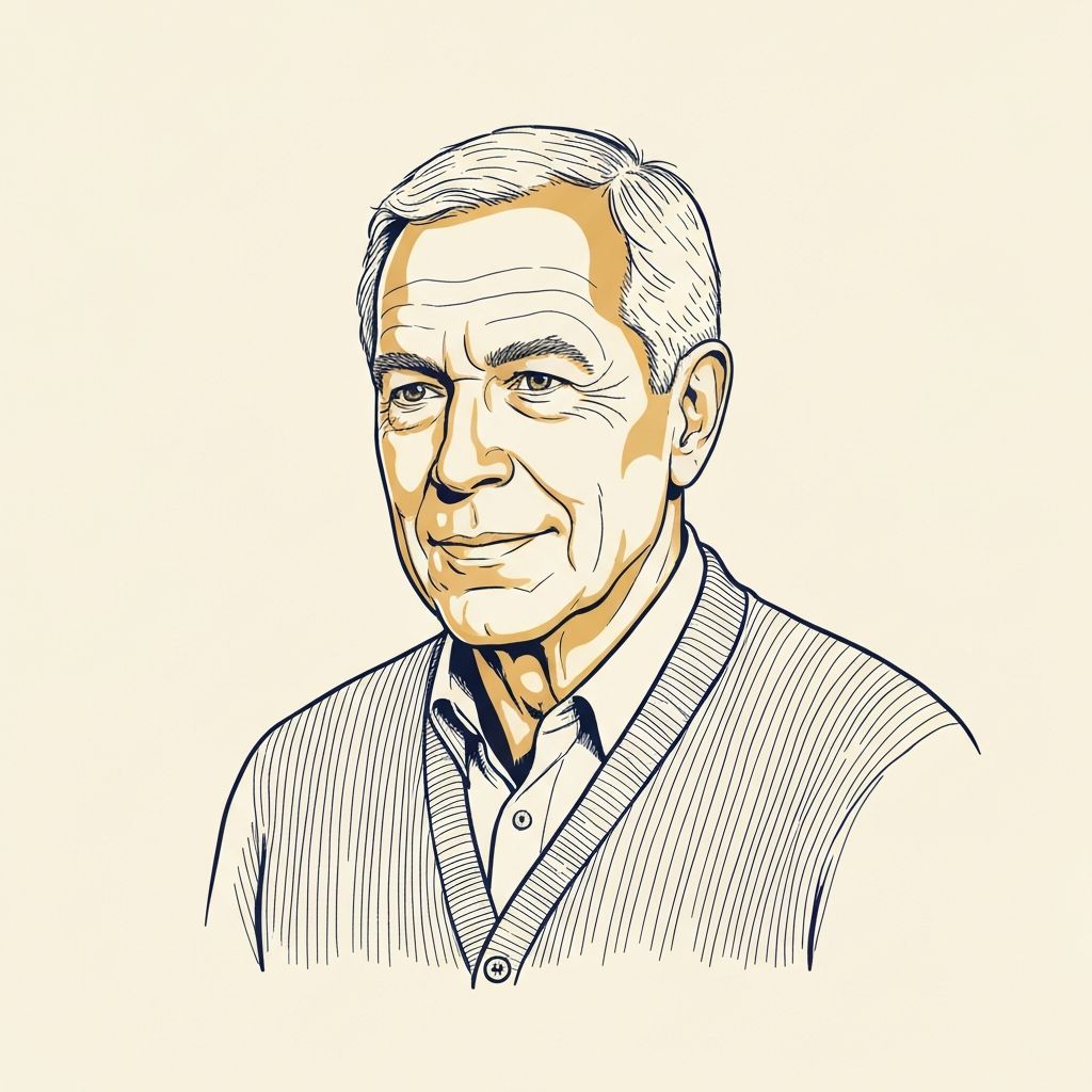 Editorial portrait illustration of Grounded Gus